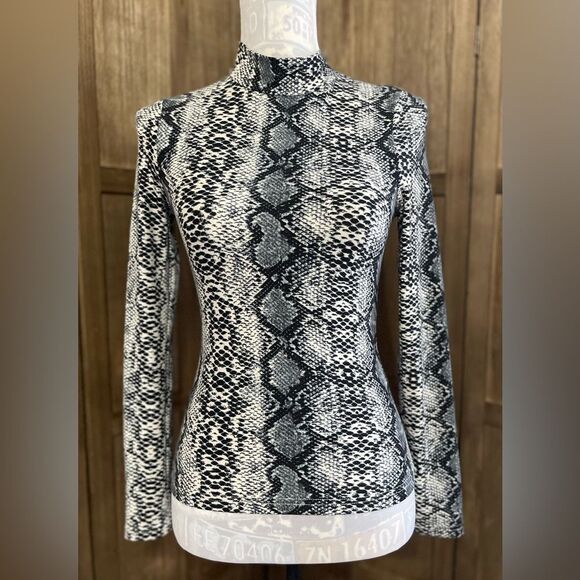 Snakeskin Mock Turtleneck Blouse. - Picture 1 of 6